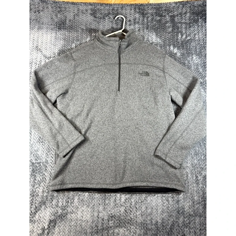 The North Face‎ Sweatshirt Mens 2XL Gray Sherpa Lined Cozy Mock Neck Quarter Zip